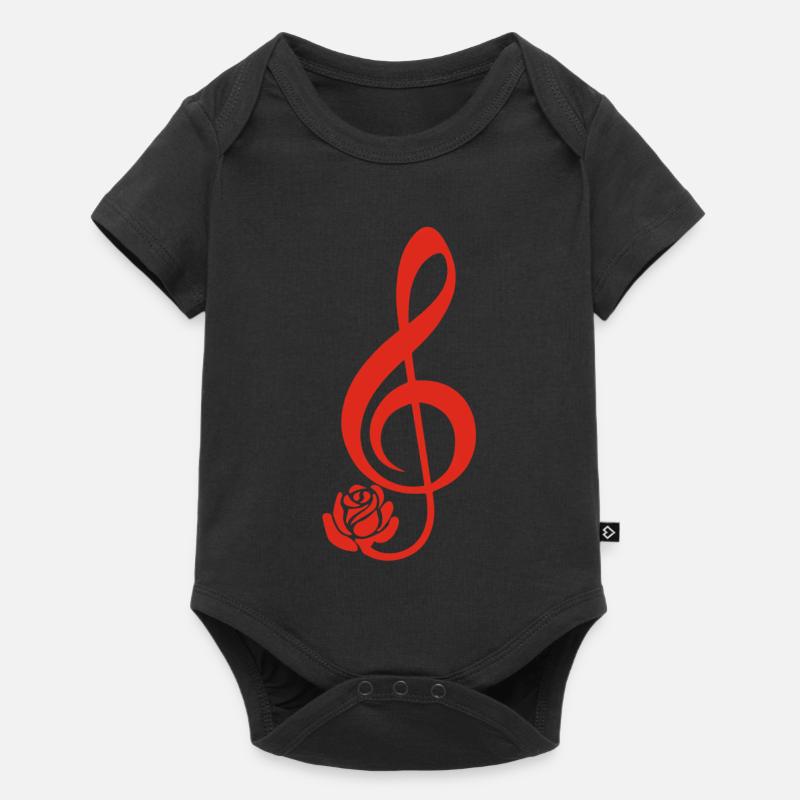 Clé de sol rouge en fleur - Body à manches courtes Premium Bébé - noir