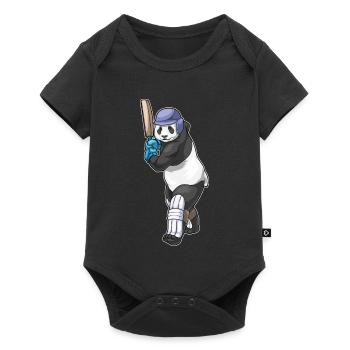 Panda Cricket Battes de cricket - Body à manches courtes Premium Bébé - noir - Devant