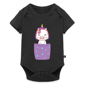 Licorne Chemise Sac Poitrine Cadeau Licorne - Body à manches courtes Premium Bébé - noir - Devant