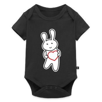 Lapin avec cœur : Amour et gentillesse - Body à manches courtes Premium Bébé - noir - Devant