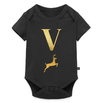 Letter v golden deer - gift idea - Baby Premium short-sleeve bodysuit - black - Front