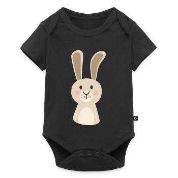 mignon lapin sautant imprimé de dessin animé - Body à manches courtes Premium Bébé - noir - Devant