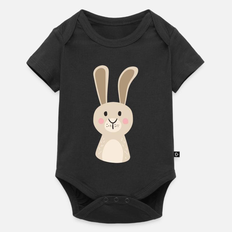 mignon lapin sautant imprimé de dessin animé - Body à manches courtes Premium Bébé - noir