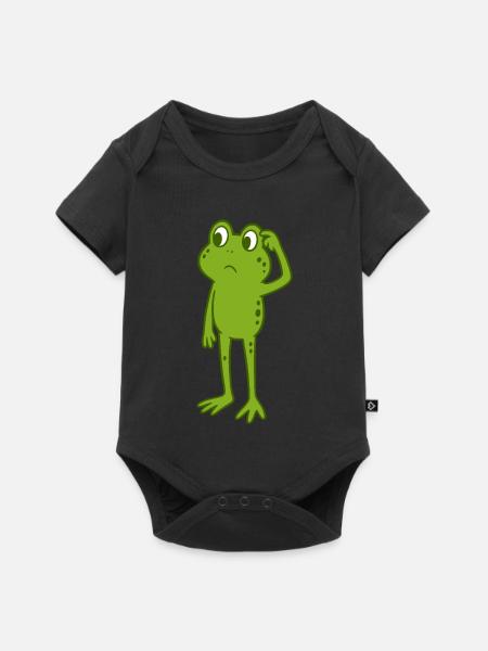 Frosch kratzt sich am Kopf - Baby Premium Kurzarmbody - Schwarz