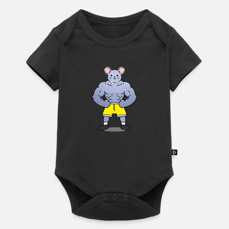 Muskulöse Maus - Baby Premium Kurzarmbody - Schwarz