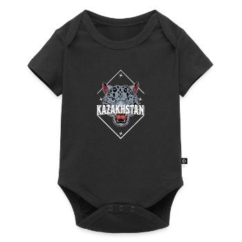 Kasachstan Souvenir Herkunft Schneeleopard - Baby Premium Kurzarmbody - Schwarz - Vorne