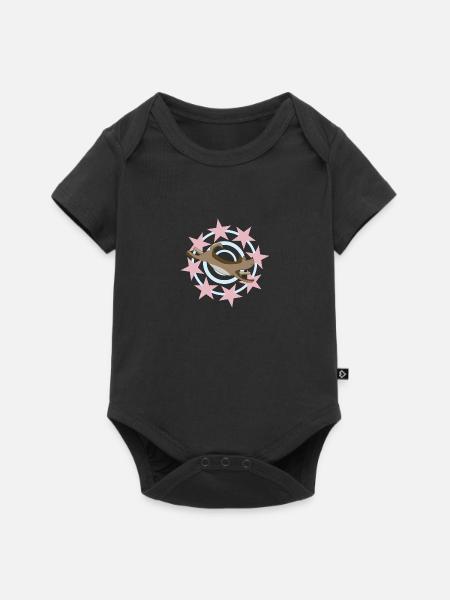 Emmana mit rosa Sternen - Baby Premium Kurzarmbody - Schwarz