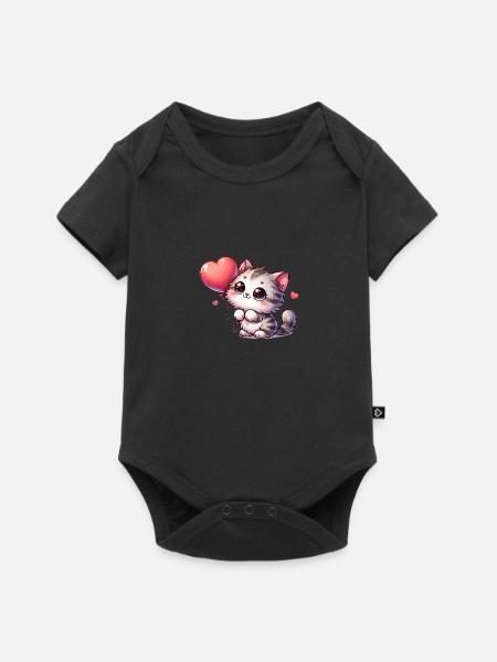 Katze Ballon Haustiere - Baby Premium Kurzarmbody - Schwarz