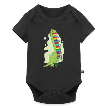 Idée de cadeau de Dino de Bookworm mignon de livre de lecture de dinosaure - Body à manches courtes Premium Bébé - noir - Devant