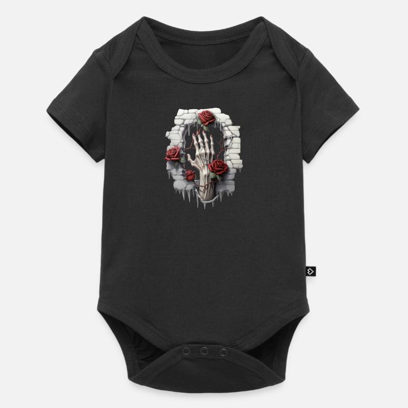Roses et illustrations : une collection gothique - Body à manches courtes Premium Bébé - noir