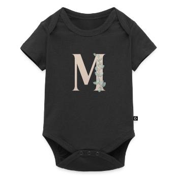 M | Buchstabe M | Vorname mit M - Baby Premium Kurzarmbody - Schwarz - Vorne