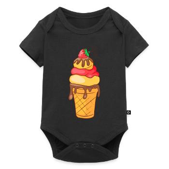 Crème glacée, crème glacée, crème glacée, crème glacée, boule, crème glacée, sundae - Body à manches courtes Premium Bébé - noir - Devant