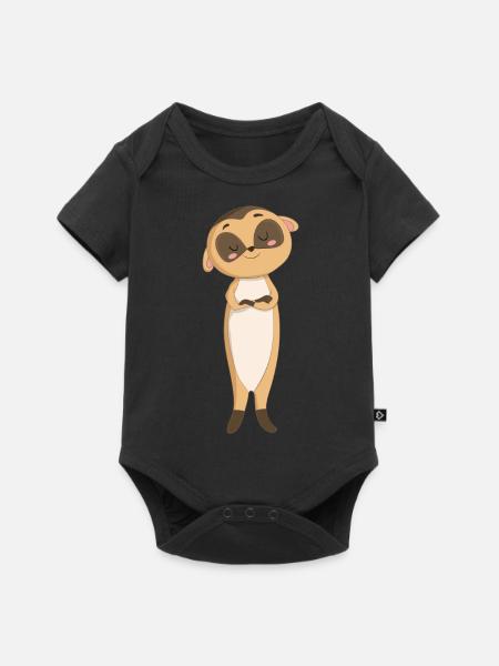 Surikate Erdmännchen - Baby Premium Kurzarmbody - Schwarz