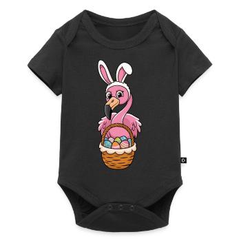 Pretty Easter Flamingo with Easter Basket - Baby Premium Kurzarmbody - Schwarz - Vorne