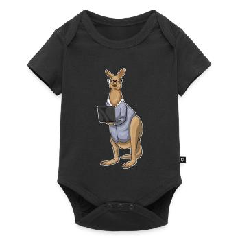 Bureau de l’ordinateur portable du secrétaire kangourou - Body à manches courtes Premium Bébé - noir - Devant