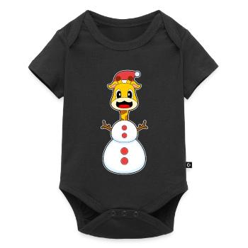 Giraffe Christmas Snowman - Baby Premium short-sleeve bodysuit - black - Front