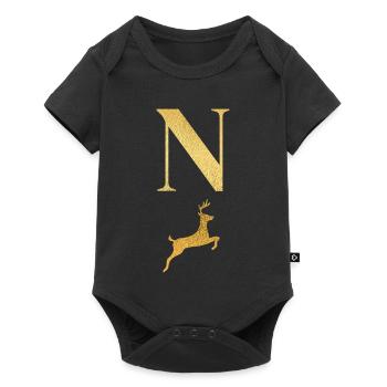 Letter n Golden Deer - Gift Idea - Baby Premium short-sleeve bodysuit - black - Front