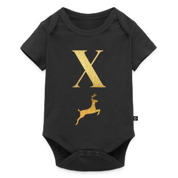Letter x Golden Deer - Gift Idea - Baby Premium short-sleeve bodysuit - black - Front