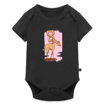 Caricature de girafe avec 8 dans le cou. - Body à manches courtes Premium Bébé - noir - Devant