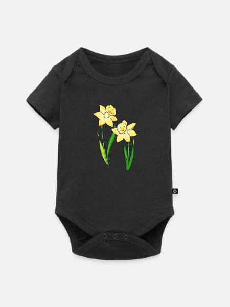 Narzissen - Baby Premium Kurzarmbody - Schwarz