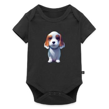 Basset Hound Hund - Basset Hound - Baby Premium Kurzarmbody - Schwarz - Vorne