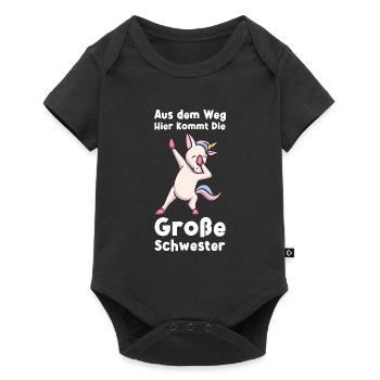 Schwestern Schwester Bruder Geschenk - Baby Premium Kurzarmbody - Schwarz - Vorne