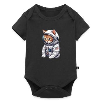 Cute cat as astronaut - Baby Premium short-sleeve bodysuit - black - Front