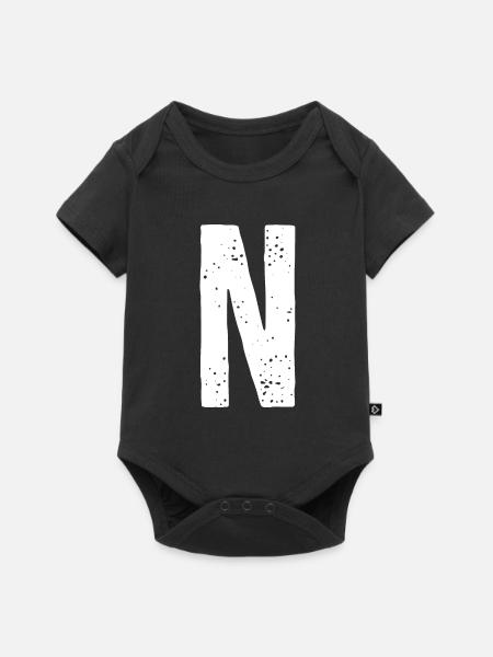 N Buchstabe - Baby Premium Kurzarmbody - Schwarz