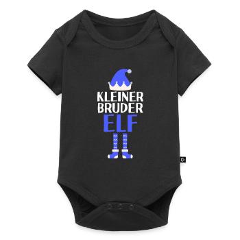 Kleiner Bruder Elf Kleiner Bruder Geschenk - Baby Premium Kurzarmbody - Schwarz - Vorne