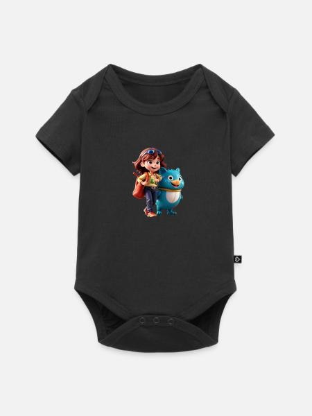 Mädchen mit freundlichem Begleiter - Baby Premium Kurzarmbody - Schwarz