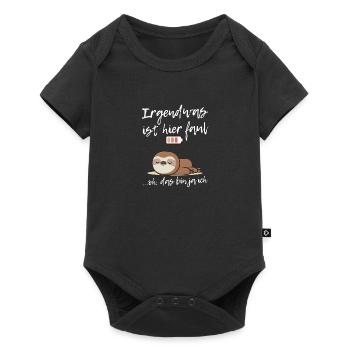 Faultier liegend Akku leer - Baby Premium Kurzarmbody - Schwarz - Vorne