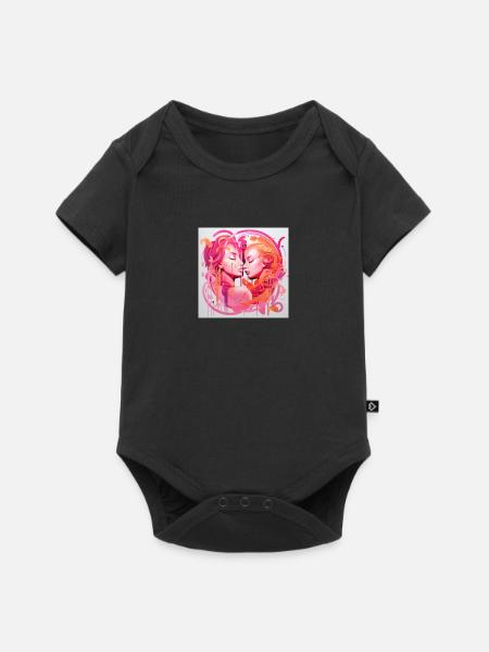 Zwei weiblich gelesene Menschen - Baby Premium Kurzarmbody - Schwarz