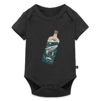 Nautisches Abenteuer Ozean Wellen und Wale - Baby Premium Kurzarmbody - Schwarz - Vorne