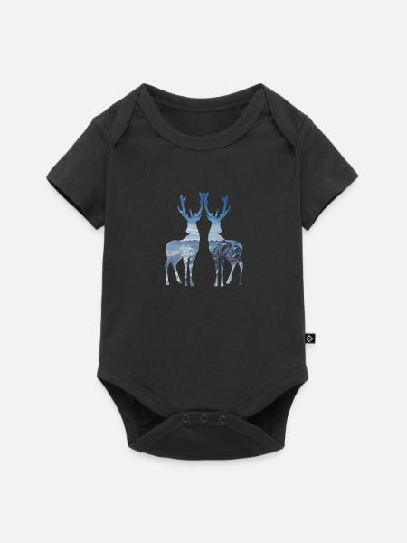 hirsche blau - Baby Premium Kurzarmbody - Schwarz