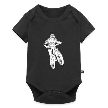 Mountainbiker springt mit Fahrrad - Baby Premium Kurzarmbody - Schwarz - Vorne