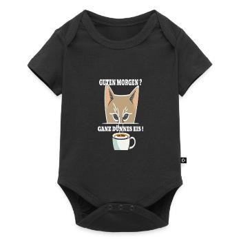 Ganz Dünnes Eis Morgenmuffel Katze Kaffee - Baby Premium Kurzarmbody - Schwarz - Vorne