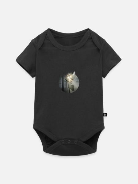 Nature Hirsch Deer Outdoor Wald Wildnis - Baby Premium Kurzarmbody - Schwarz