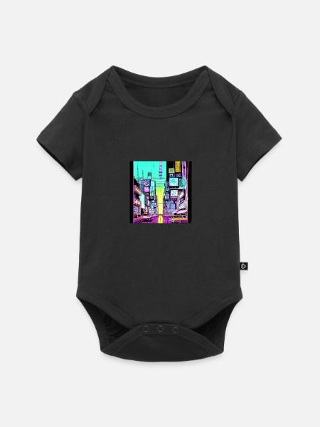 Japan city Tokyo retrostyle neon - Baby Premium Kurzarmbody - Schwarz