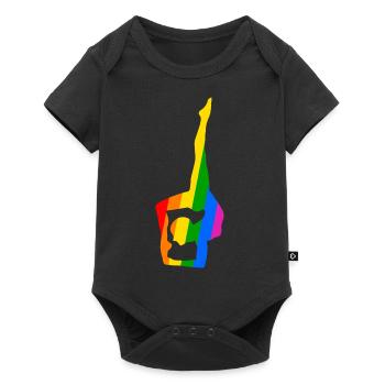 Colorful yoga in flexible pose - Baby Premium short-sleeve bodysuit - black - Front