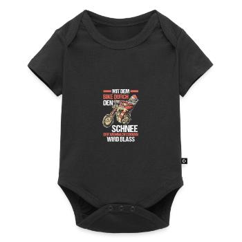 Weihnachten Motorrad Weihnachtsmann - Baby Premium Kurzarmbody - Schwarz - Vorne