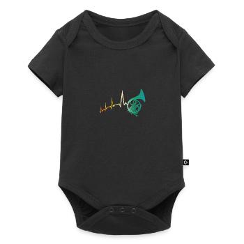 Horn player heartbeat French horn - Baby Premium short-sleeve bodysuit - black - Front