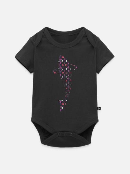 Koi Karpfen Mosaik - Baby Premium Kurzarmbody - Schwarz