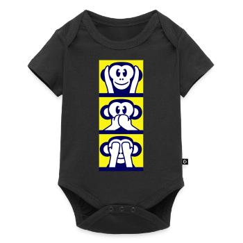 3 Wise Monkeys Hear Nothing Say See Monkey Fun - Baby Premium short-sleeve bodysuit - black - Front