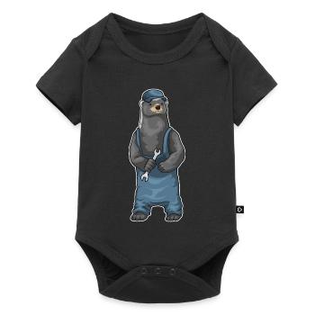 Dachs Mechaniker Schraubenschlüssel Werkstatt - Baby Premium Kurzarmbody - Schwarz - Vorne
