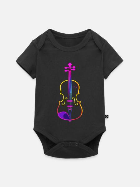 Geige Lineart - Baby Premium Kurzarmbody - Schwarz