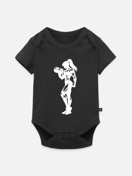 Bodybuilder Frau Fitness - Baby Premium Kurzarmbody - Schwarz
