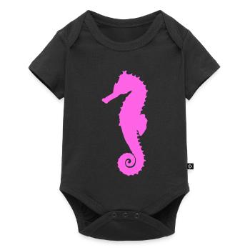 Seepferdchen pink - Baby Premium Kurzarmbody - Schwarz - Vorne