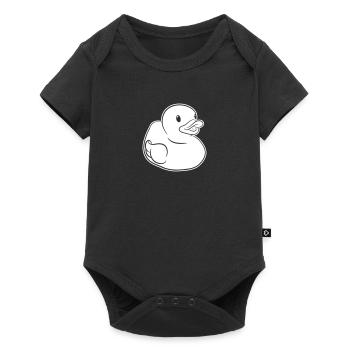 Quietscheentchen – Lustige Badeente für Badewanne - Baby Premium Kurzarmbody - Schwarz - Vorne