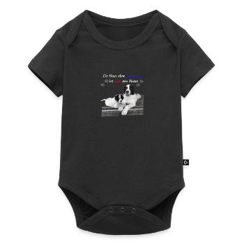 Hund-Landseer-Geschenkidee - Baby Premium Kurzarmbody - Schwarz - Vorne
