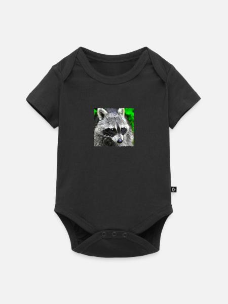 Besuch vom Waschbär - Baby Premium Kurzarmbody - Schwarz